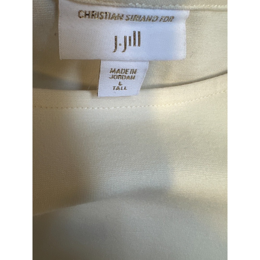 New Christian Siriano x J.Jill Cream Ponte Knit Beaded Cuff Dress Large Tall LT - Picture 13 of 16